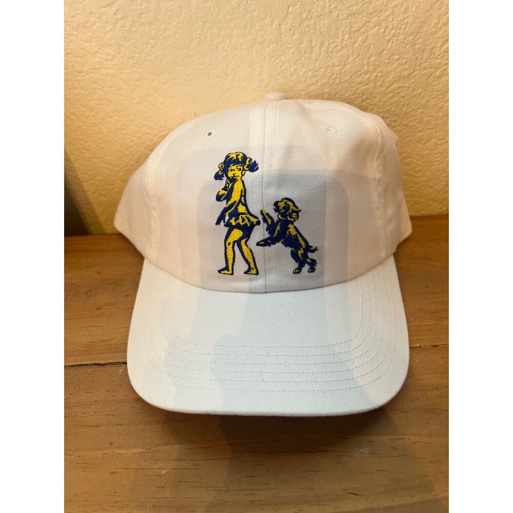 Coppertone Retro White Cap W/ Embroidered Girl & Dog Design One Size Fits Most